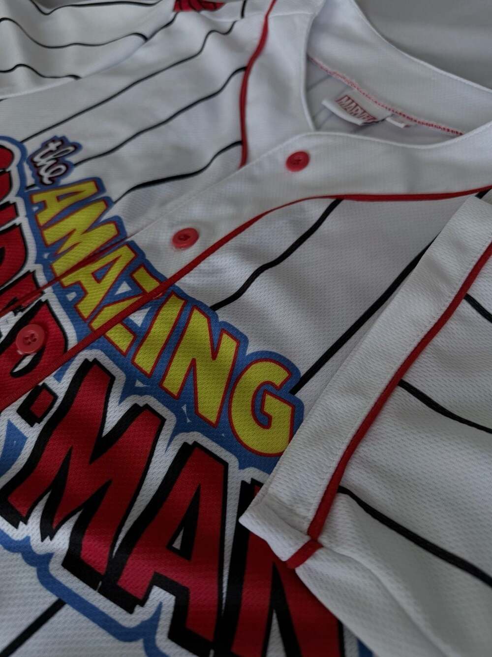 Marvel The Amazing Spider-Man Baseball Jersey Size S Pinstripe